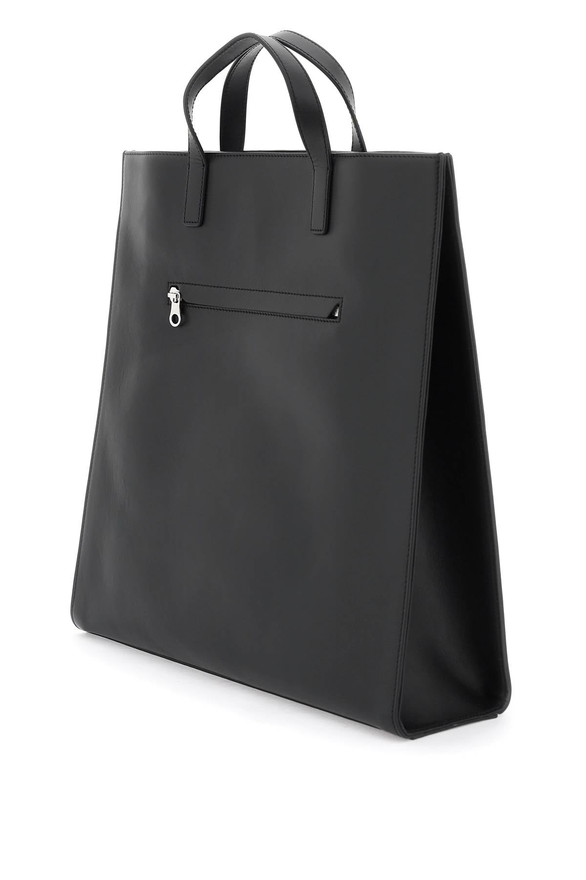 Courreges Smooth Leather Heritage Tote Bag In 9   Black