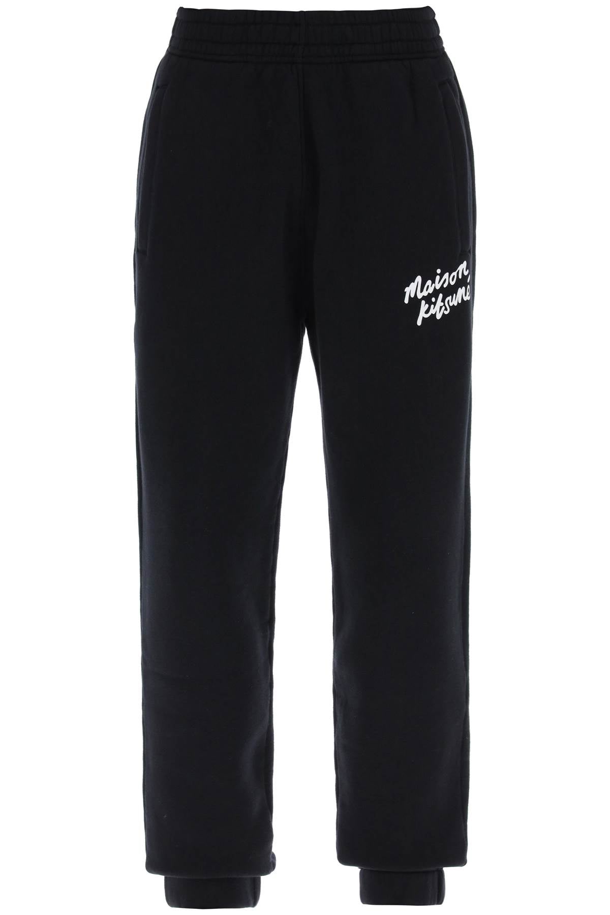 Maison Kitsune Replace With Double Quotesporty Pants With Handwriting   Black