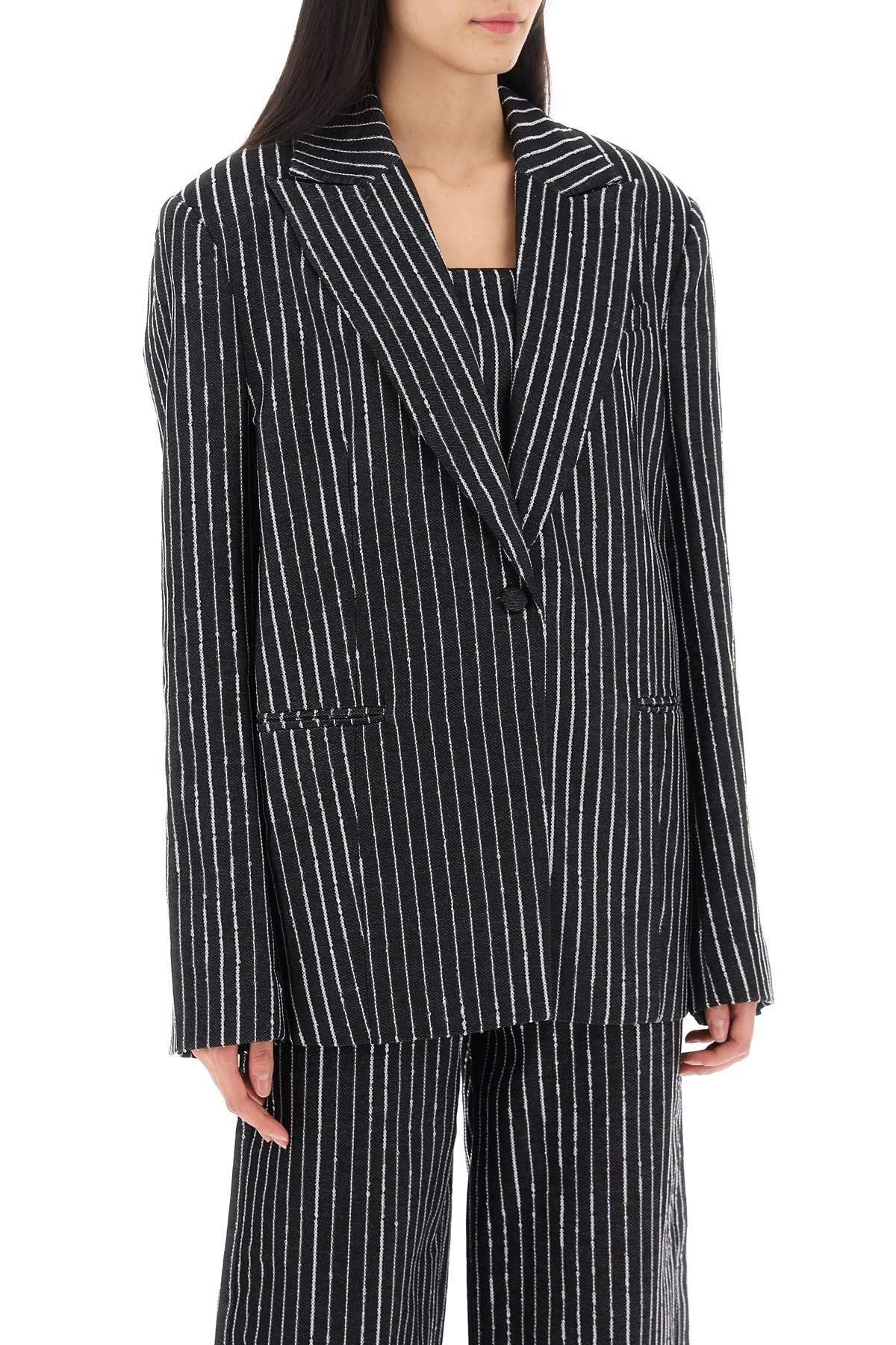 Rotate Blazer With Sequined Stripes   Black