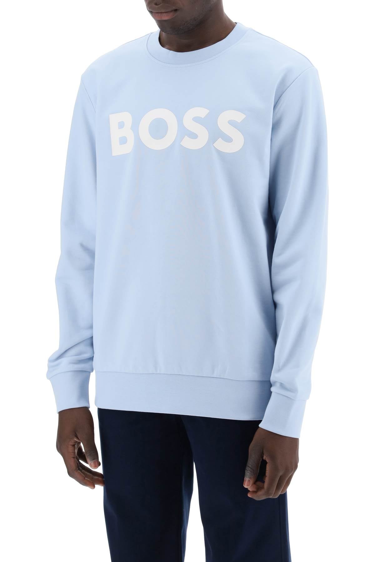 Boss Soleri Logo Sweat   Light Blue