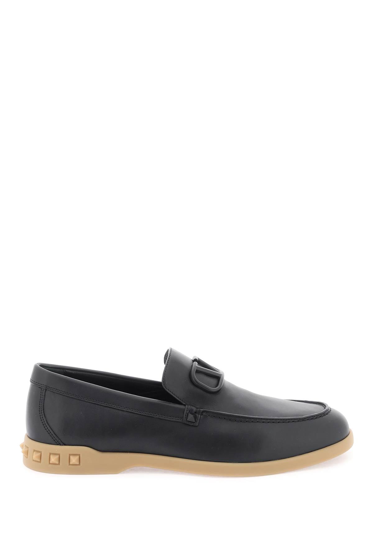 Valentino Garavani Leisure Flows Leather Loafers   Black