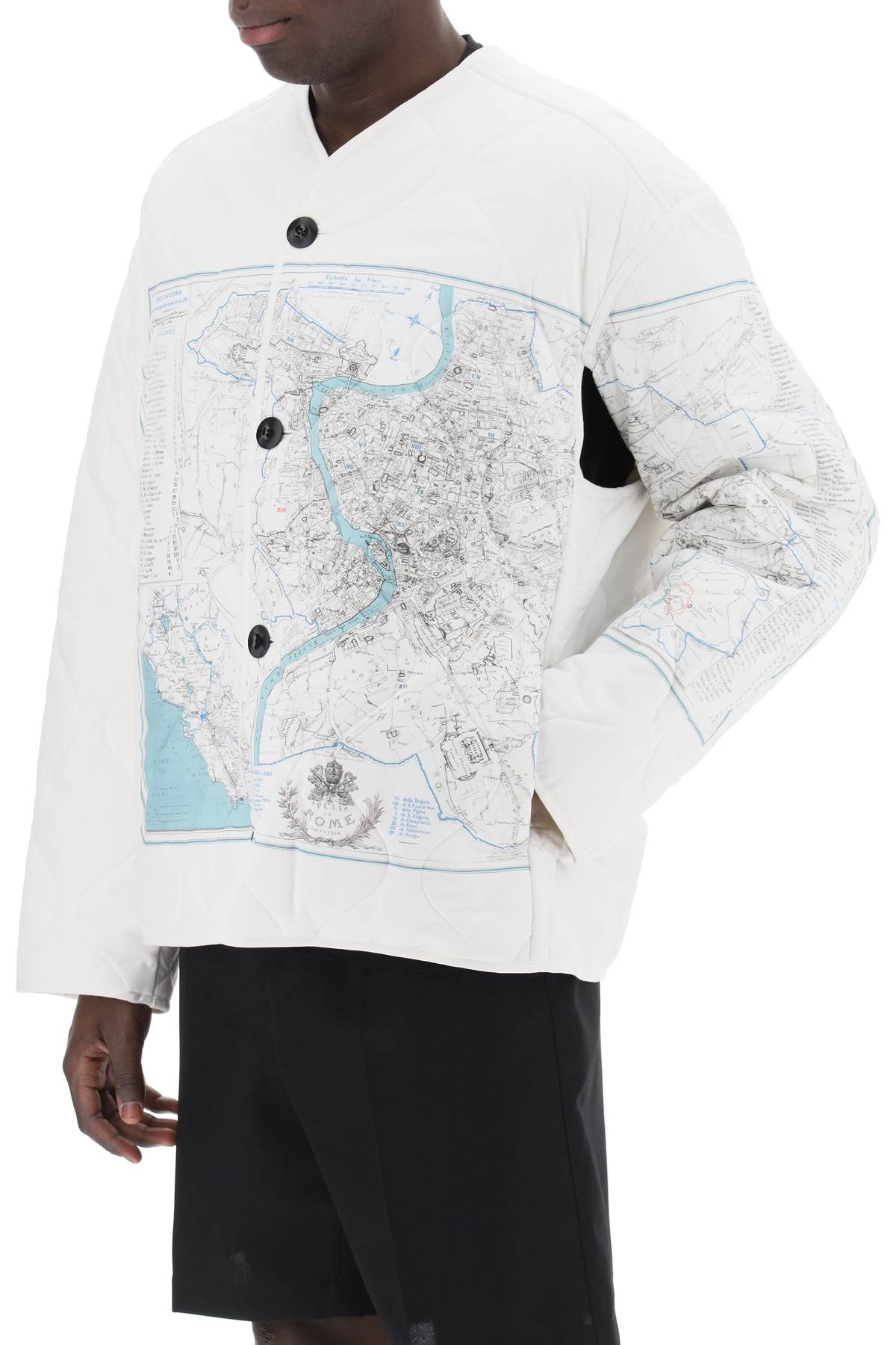 Oamc Combat Liner Printed Quilted Jacket   White