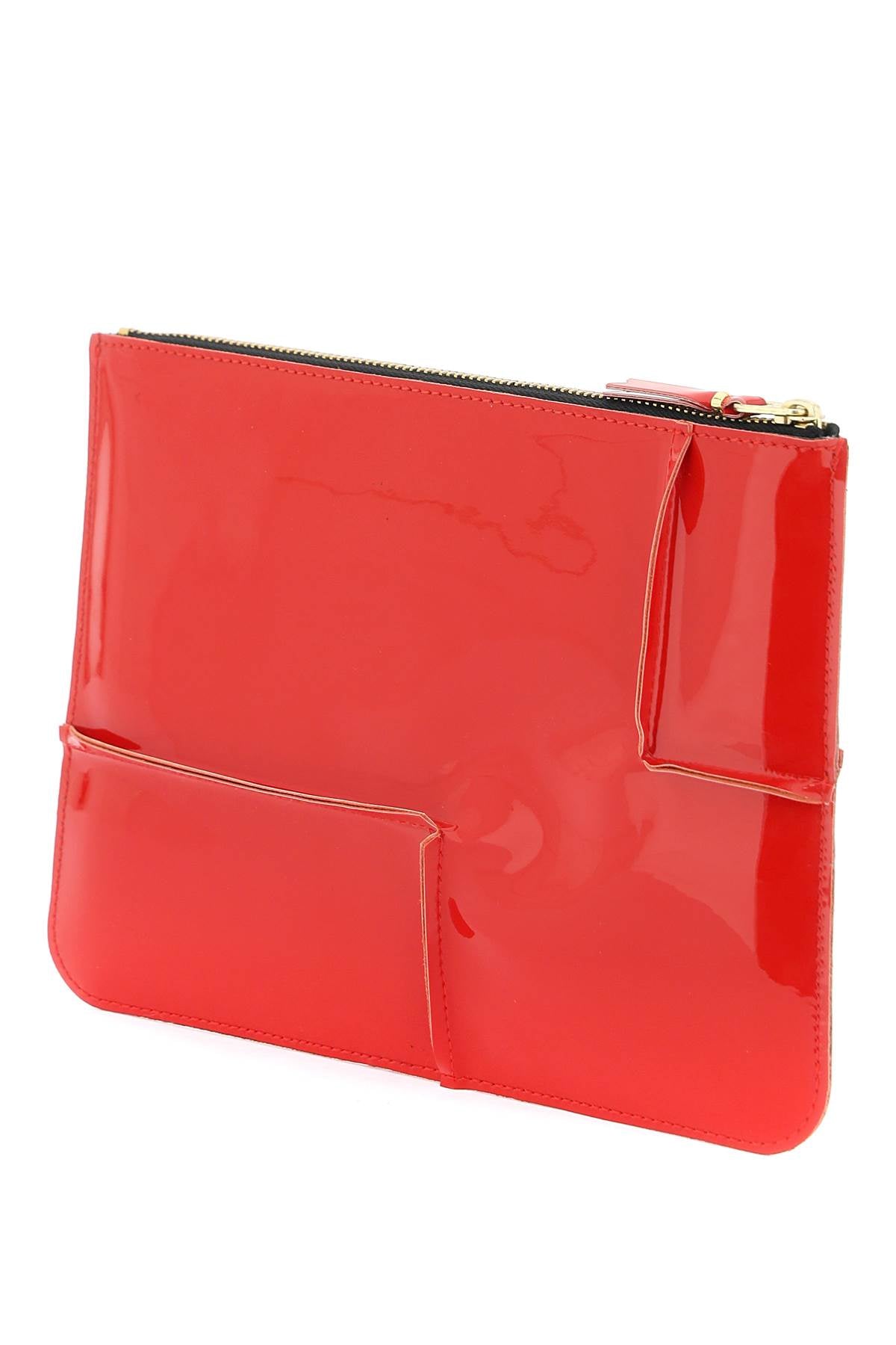 Comme Des Garcons Wallet Glossy Patent Leather   Red