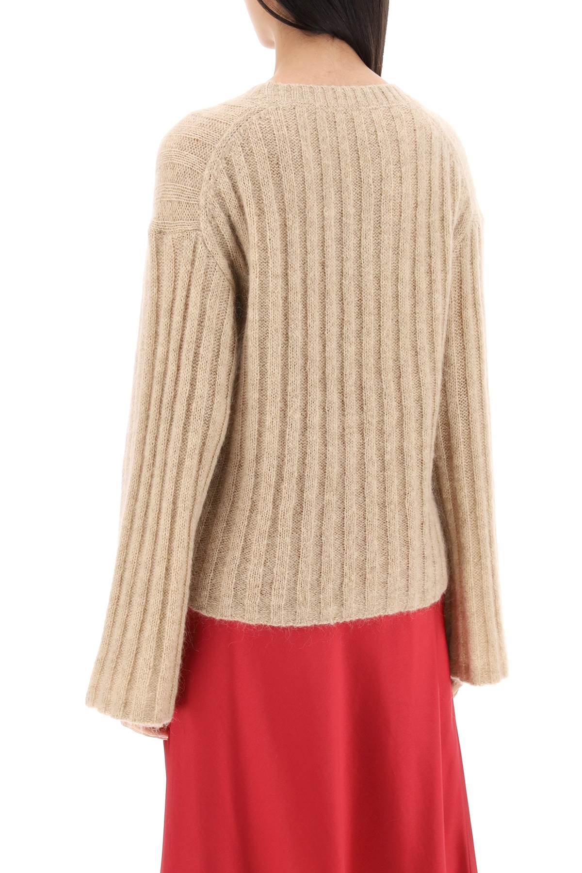 By Malene Birger Ribbed Knit Pullover Sweater   Beige