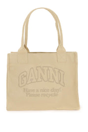 Ganni Tote Bag With Embroidery   Beige