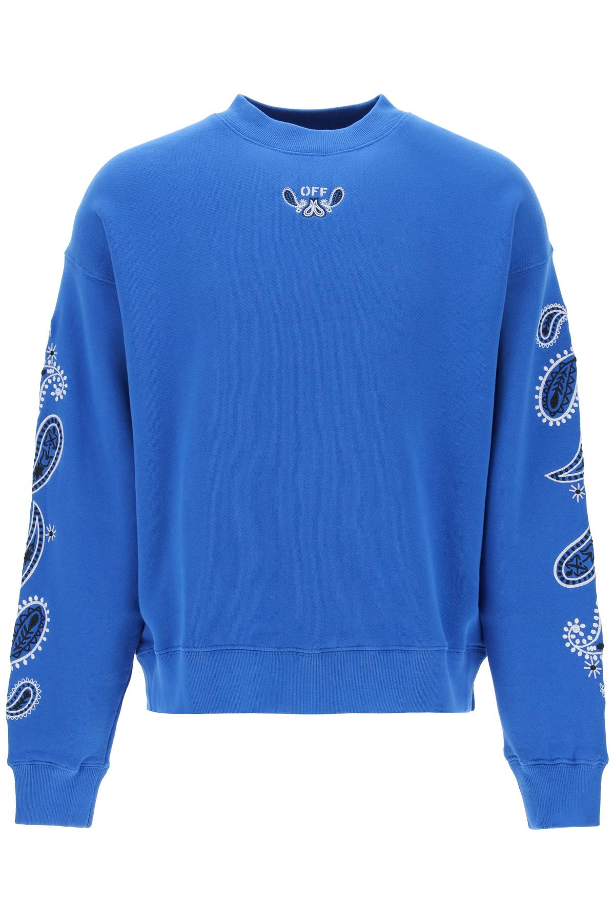 Off White Replace With Double Quotearrow Bandana Crewneck Sweat   Blue