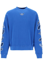 Off White Replace With Double Quotearrow Bandana Crewneck Sweat   Blue