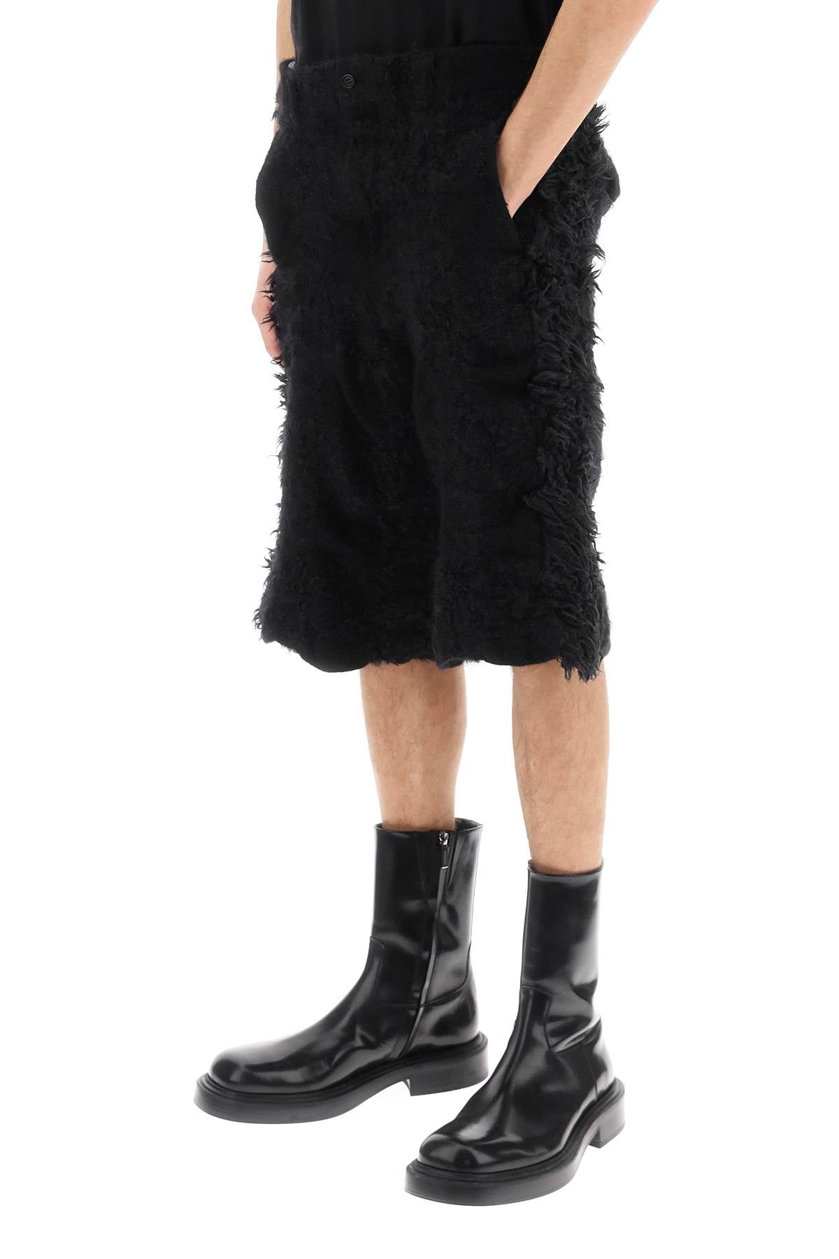 Comme Des Garcons Homme Plus Fur Effect Knitted Shorts   Black