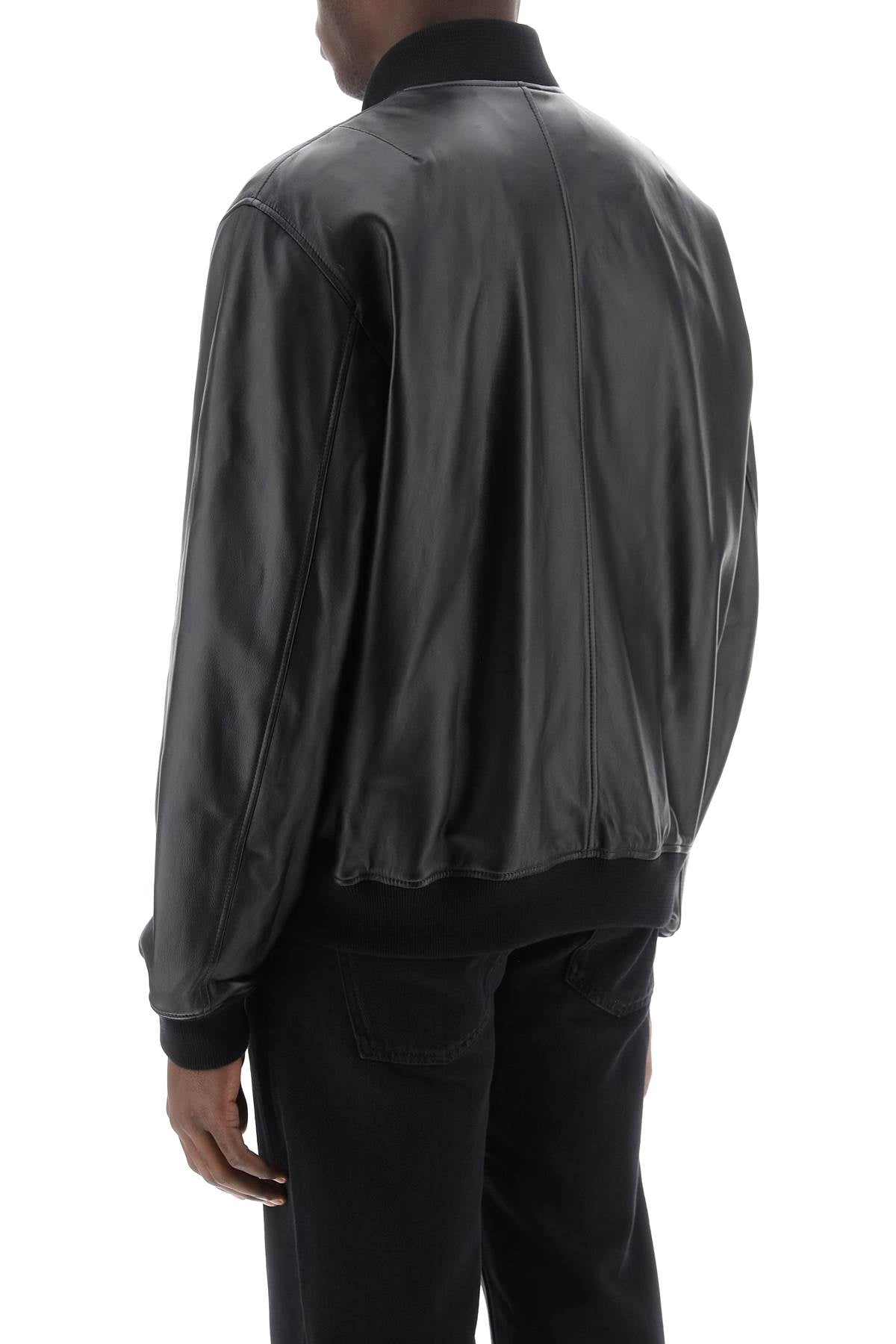 Closed Leather Bomber Jacket   Black