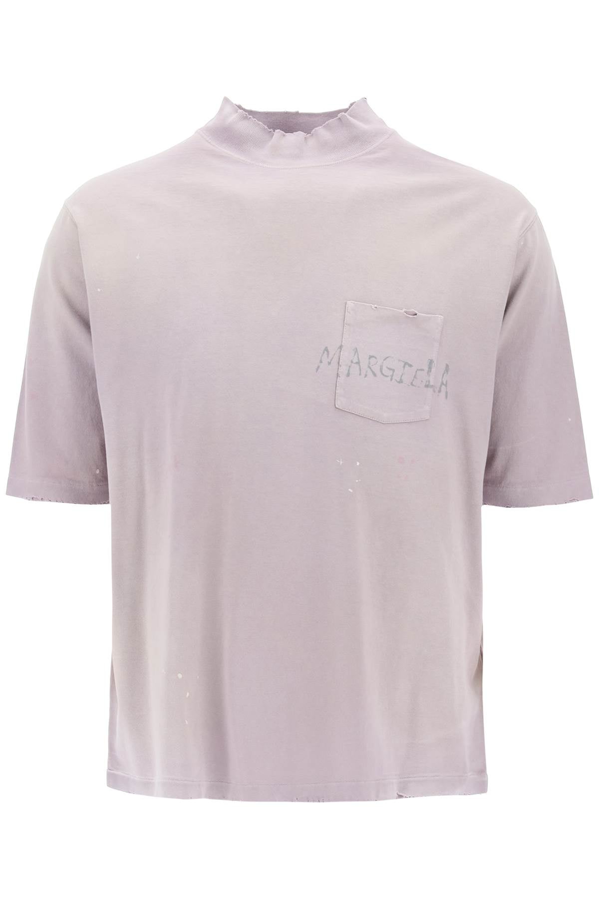 Maison Margiela Handwritten Logo T Shirt With Written Text   Purple