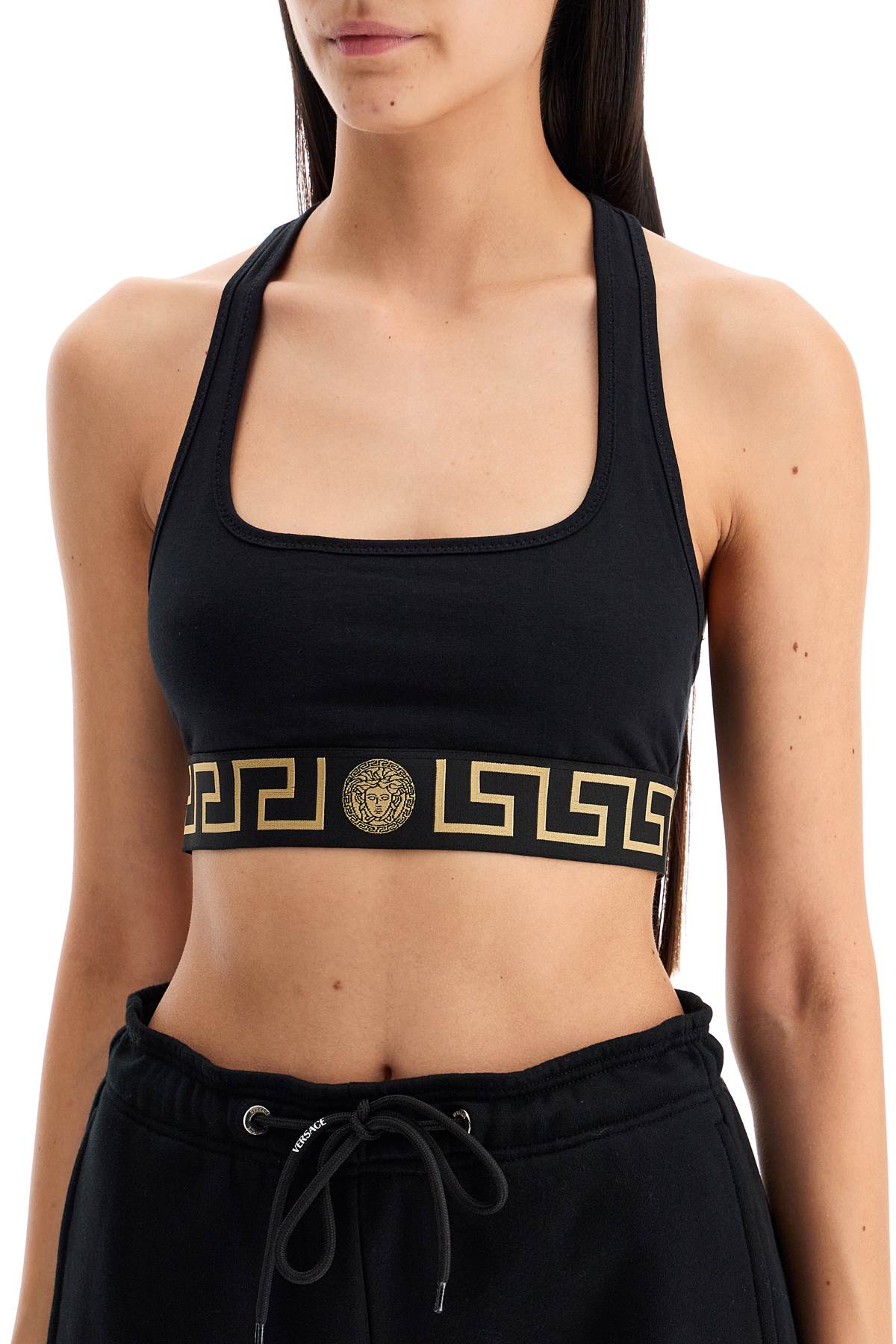 Versace Sports Bra With Greca Motif   Black