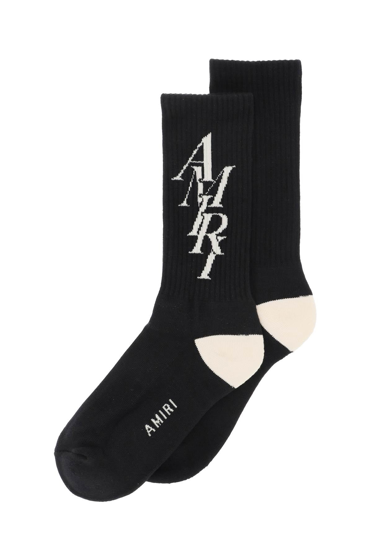 Amiri Stack Logo Socks   Black