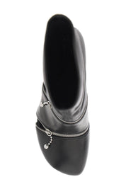 Burberry Leather Peep Ankle Boots   Black