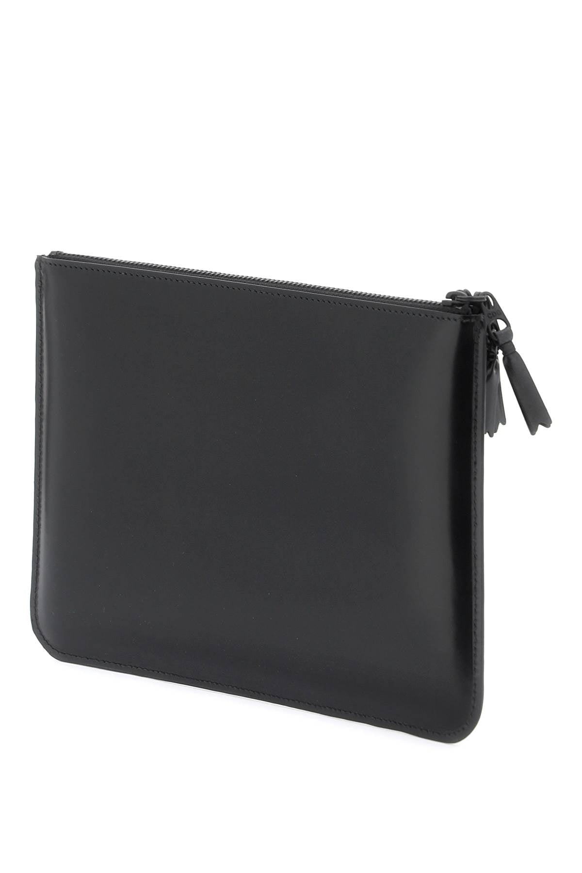 Comme Des Garcons Wallet Brushed Leather Multi Zip Pouch With   Black