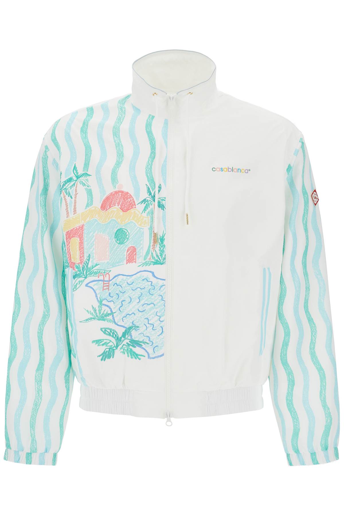 Casablanca "windbreaker Jacket With Maison Memphis Printreplace With Double Quote   White