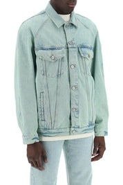 Palm Angels Replace With Double Quotedenim Overdye Jacket   Light Blue