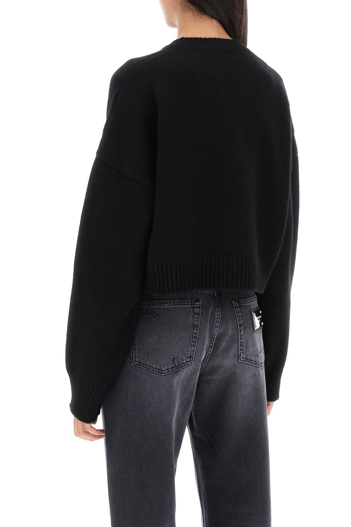 Dolce & Gabbana Logo Plaque Cropped Sweater   Black