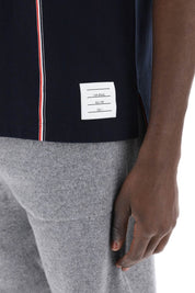 Thom Browne Crewneck T Shirt With Tricolor Intarsia   Blue