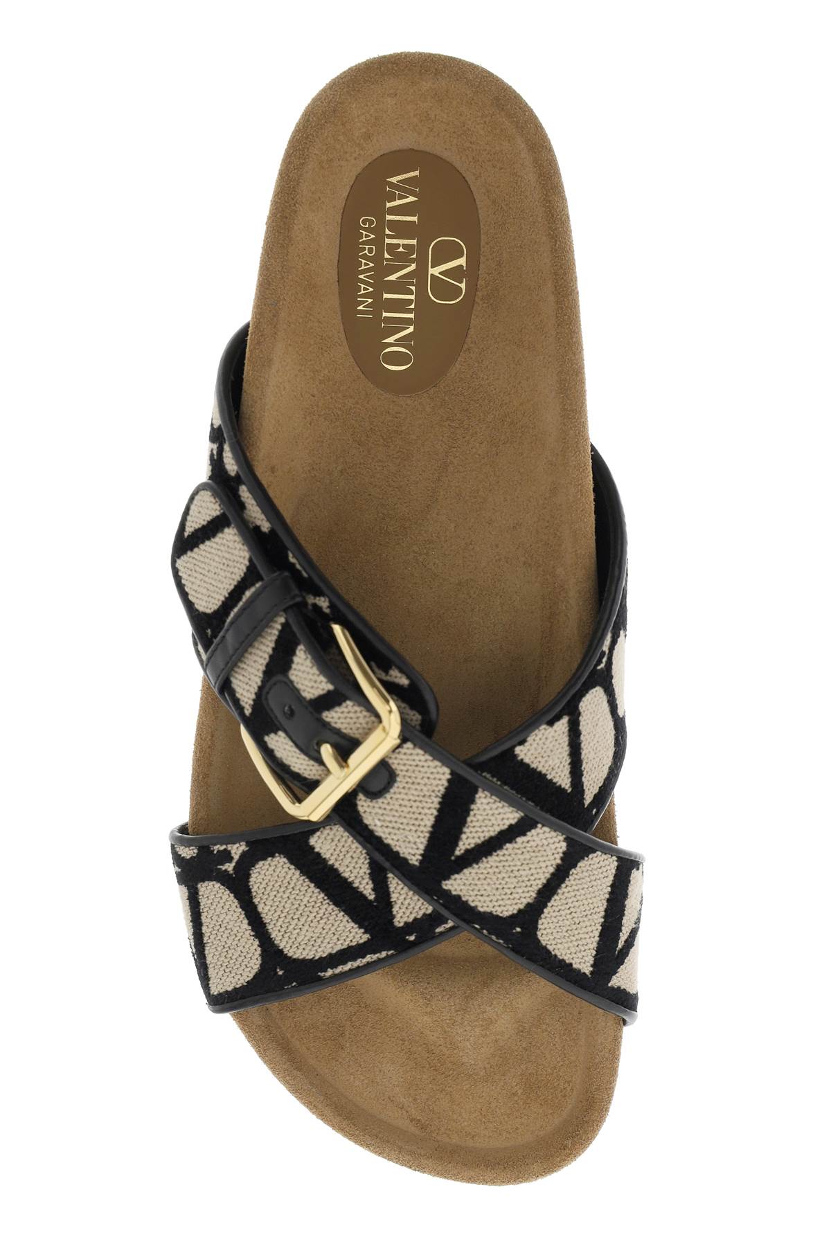 Valentino Garavani Iconographer Canvas Slides With   Beige