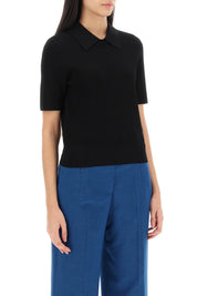 Tory Burch Knitted Polo Shirt   Black