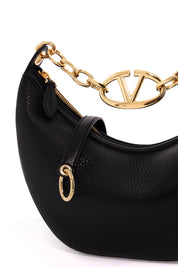 Valentino Garavani Small Vlogo Moon Hobo Bag   Black