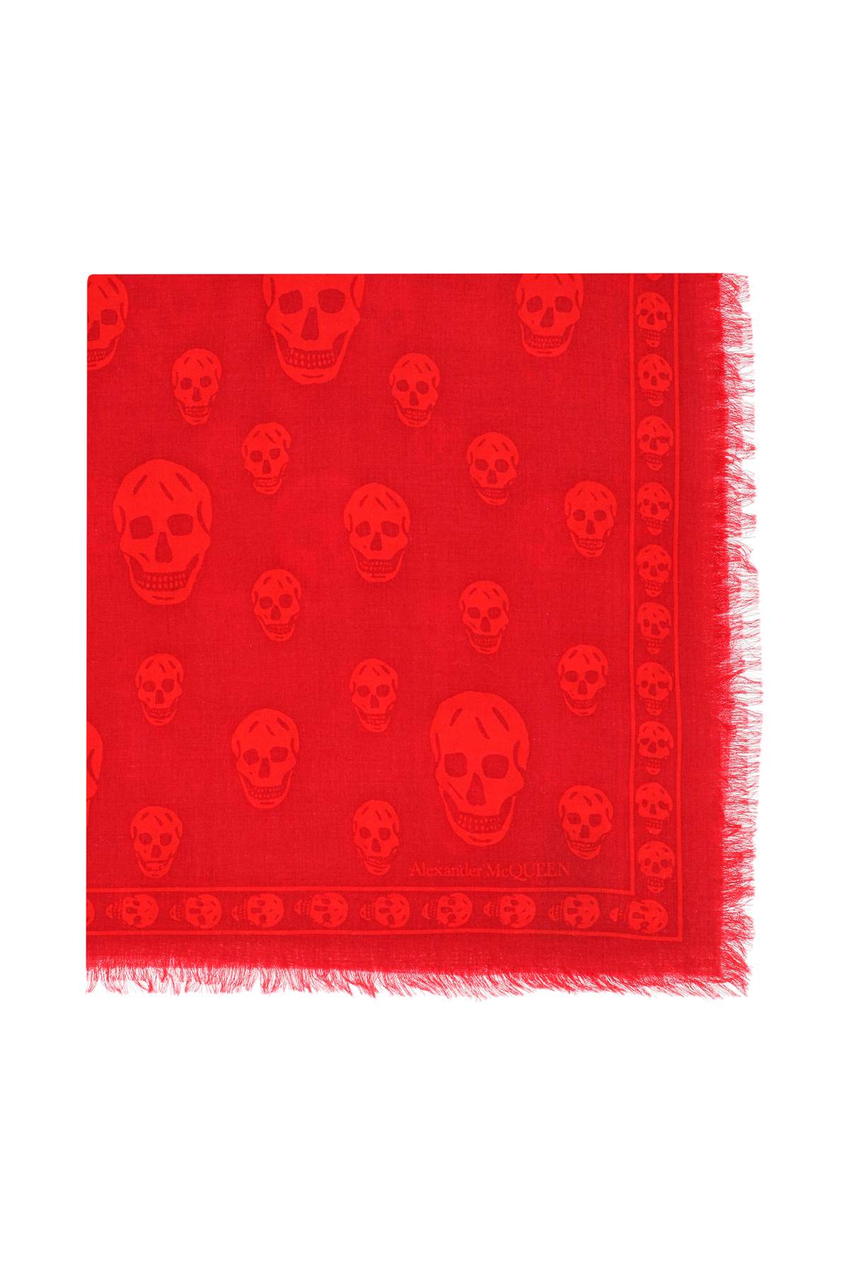 Alexander Mcqueen Skull Scarf In Light Wool   Red