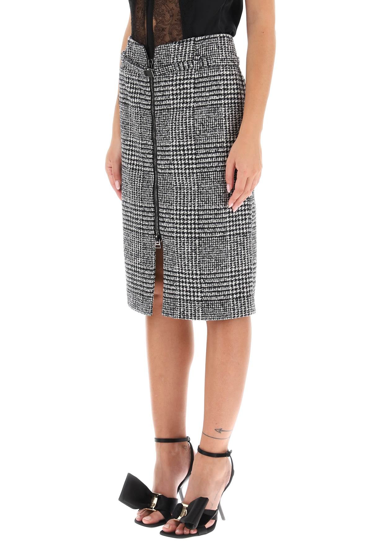 Tom Ford Prince Of Wales Pencil Skirt   White