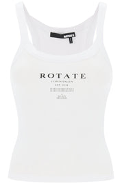 Rotate Ribbed Tank Top With Spaghetti   White