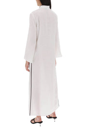 Tory Burch Long Linen Caftan Dress   White