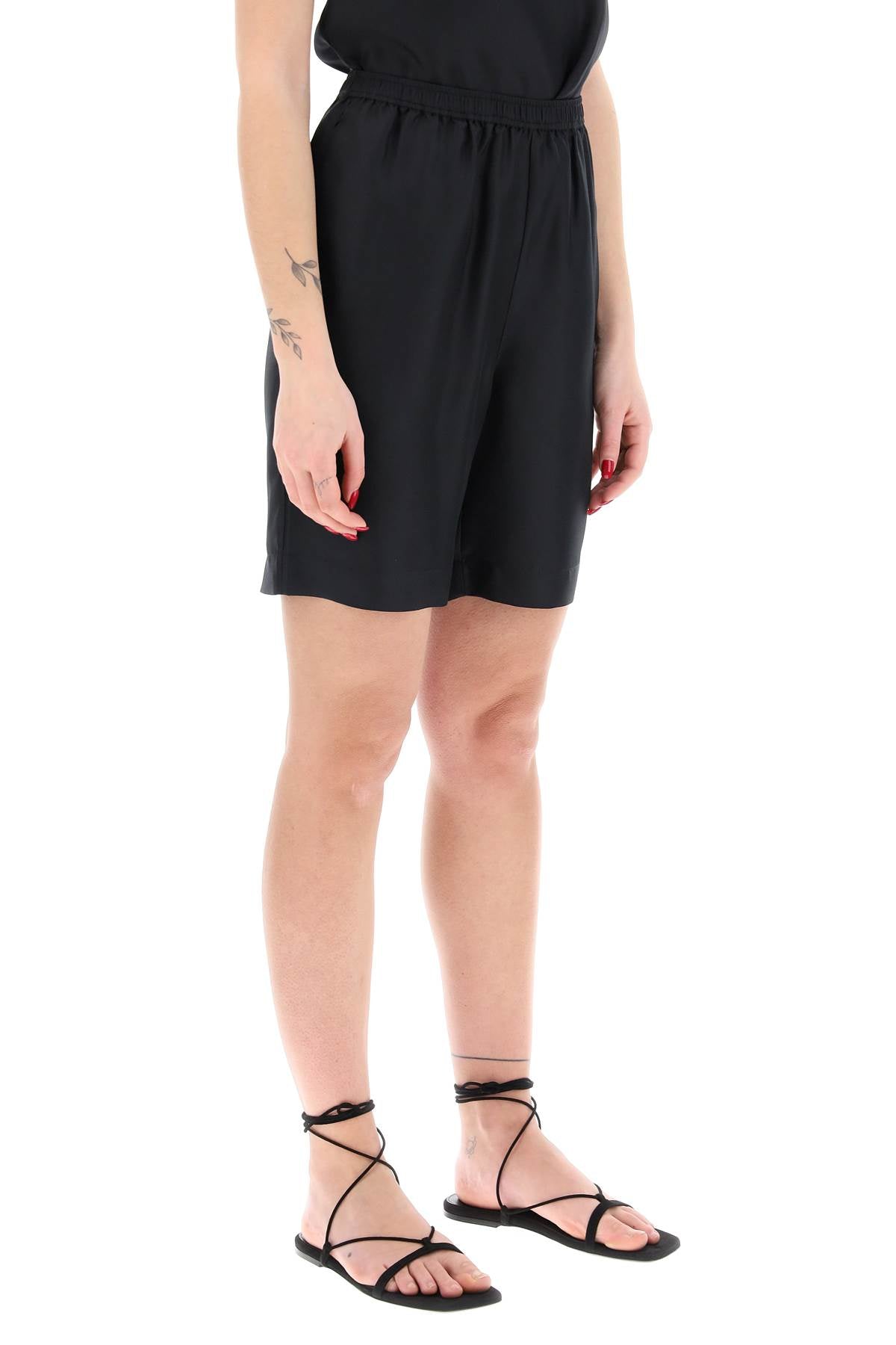 Loulou Studio Silk Zinia Shorts Set   Black