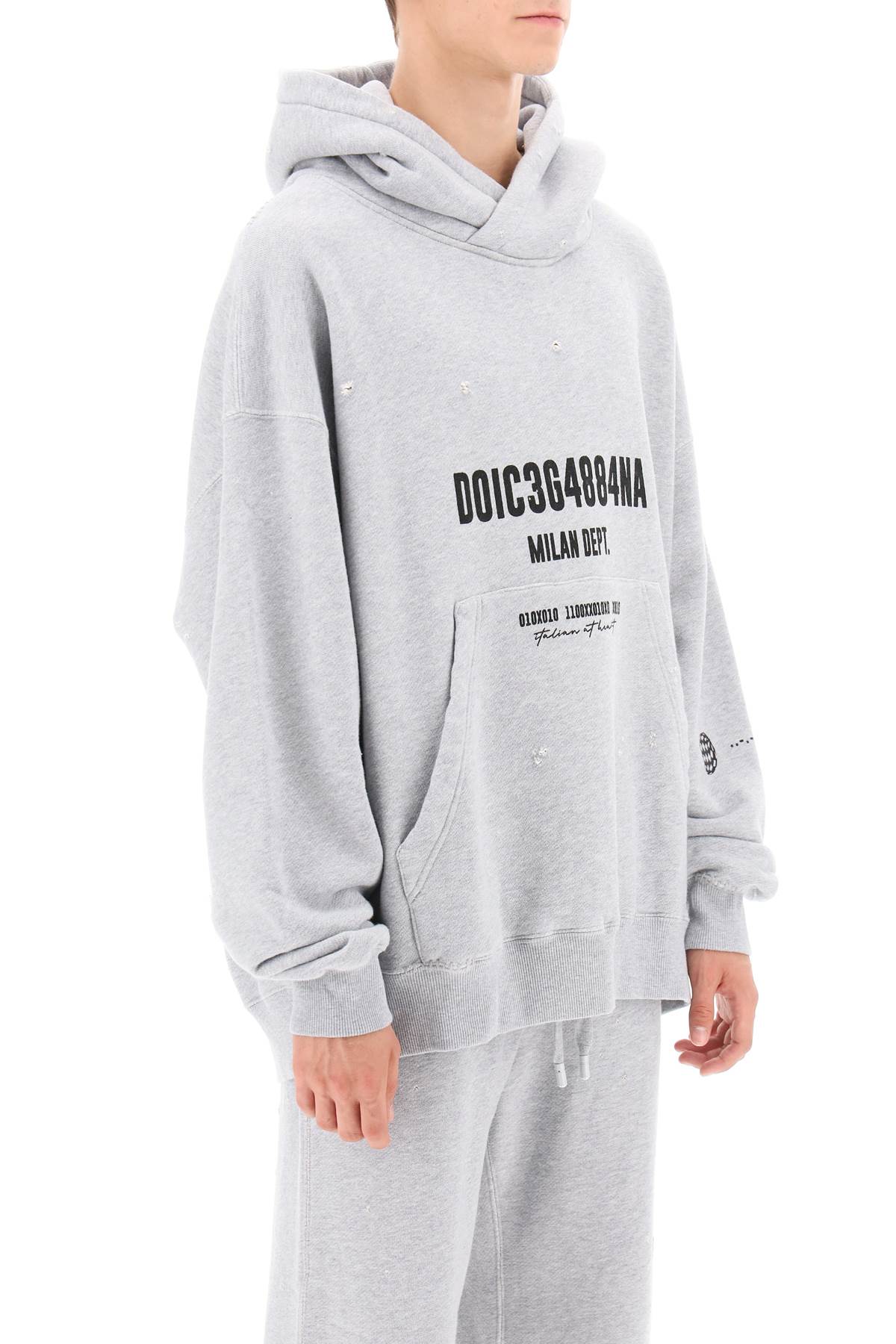 Dolce & Gabbana Distressed Effect Hoodie   Grey