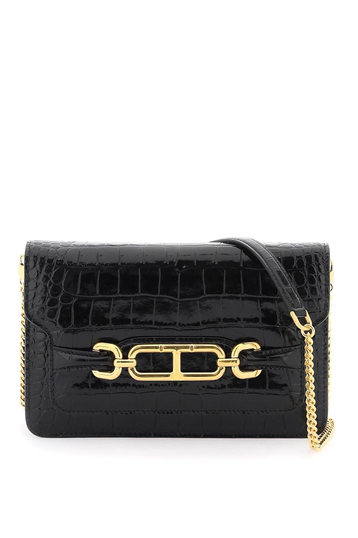 Tom Ford Whitney Crocodile Print Shoulder Bag.   Black