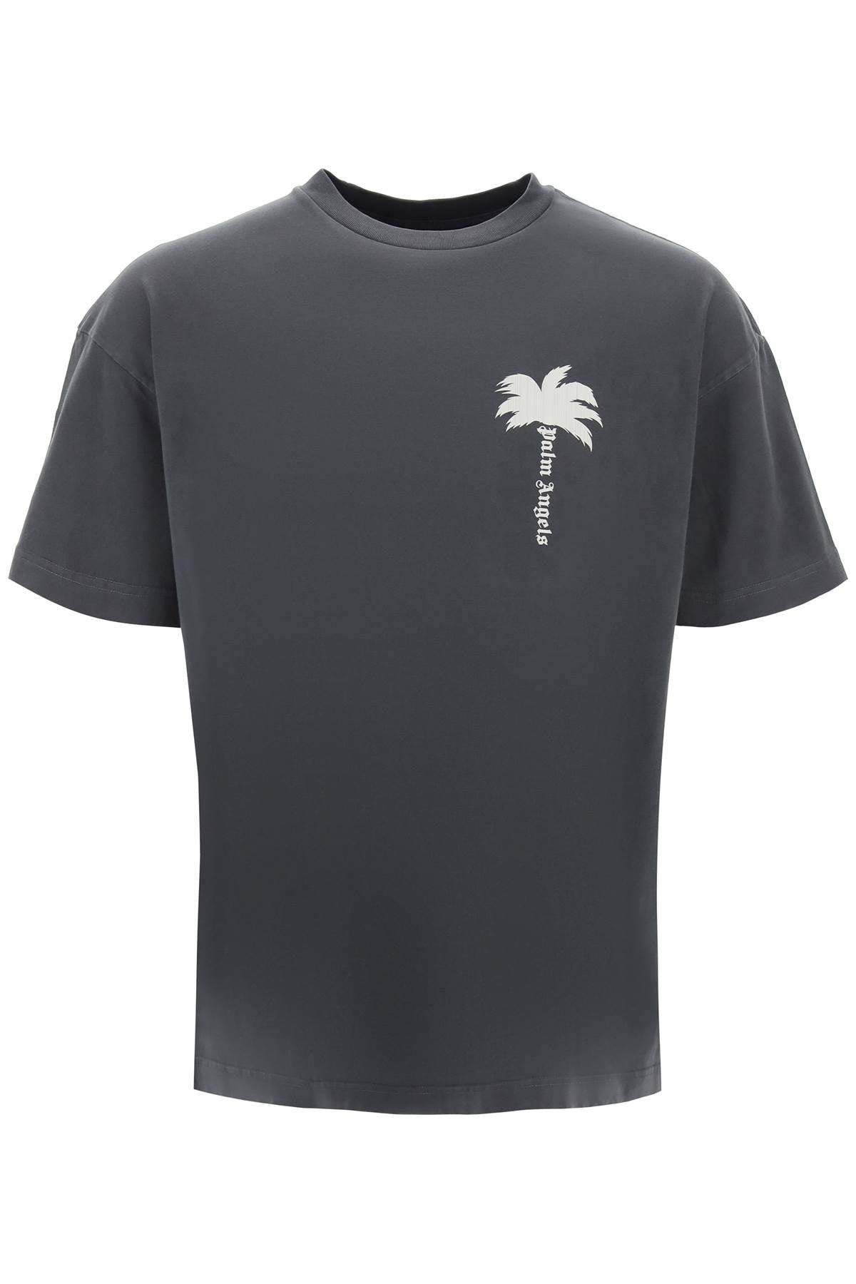 Palm Angels Tree Round Neck T Shirt   Grey