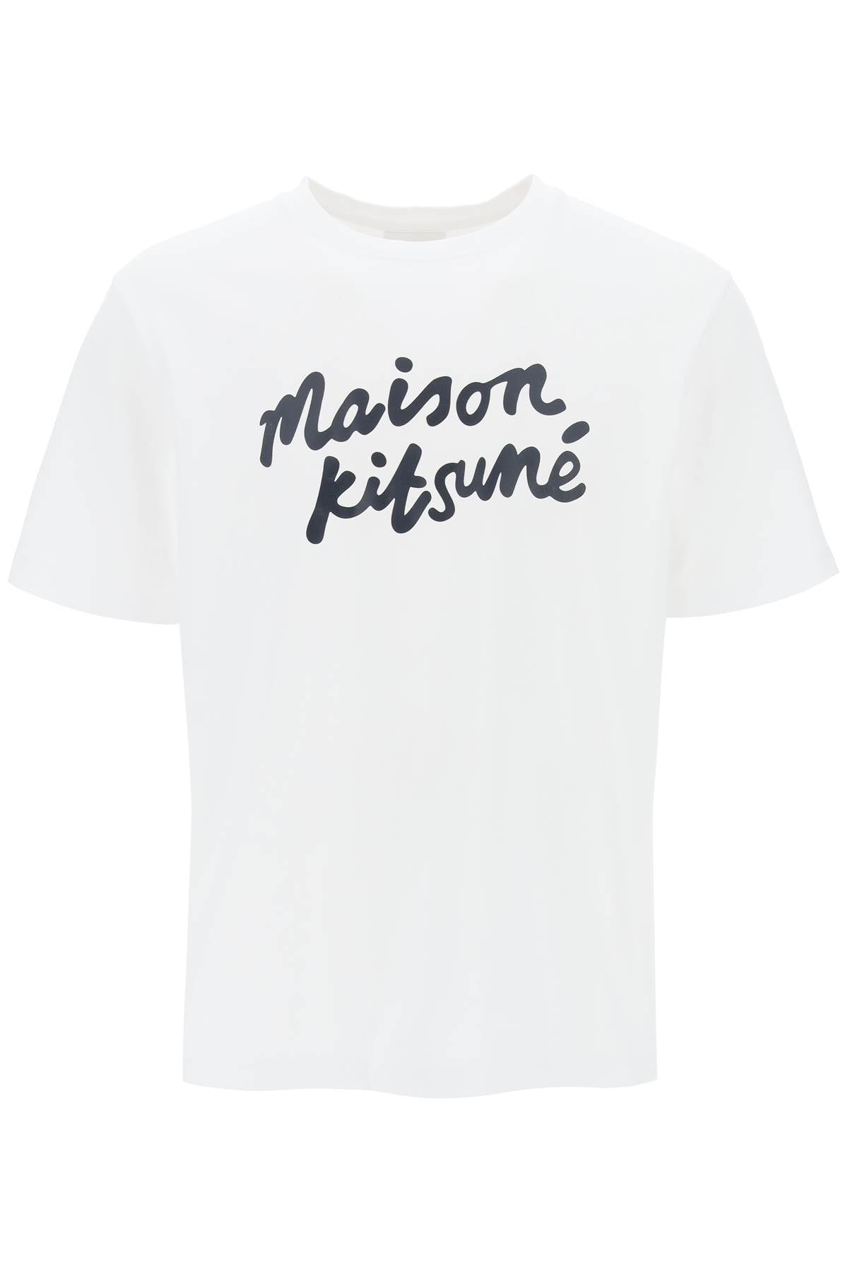 Maison Kitsune T Shirt With Logo In Handwriting   White