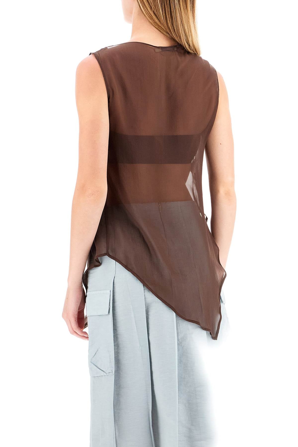 Paloma Wool Asymmetric Chiffon Sato Top   Brown