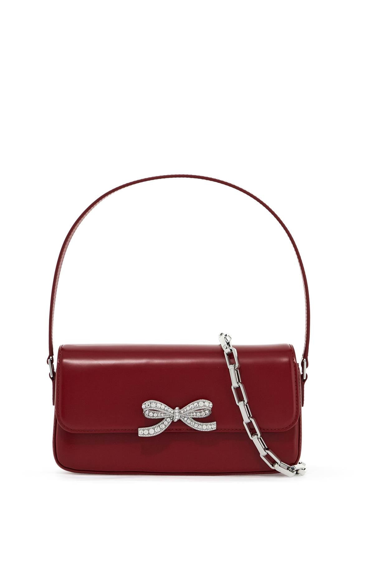 Self Portrait Smooth Leather Baguette Handbag   Red