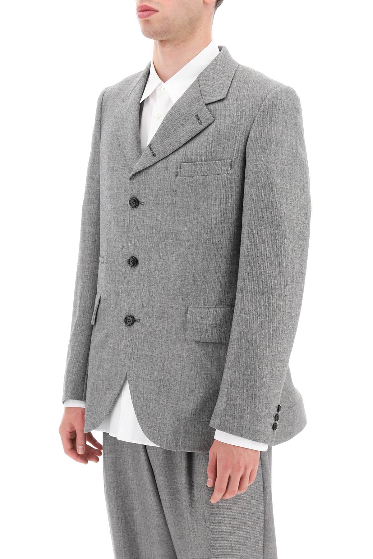 Comme Des Garcons Homme Plus Salt And Pepper Wool Jacket   Grey