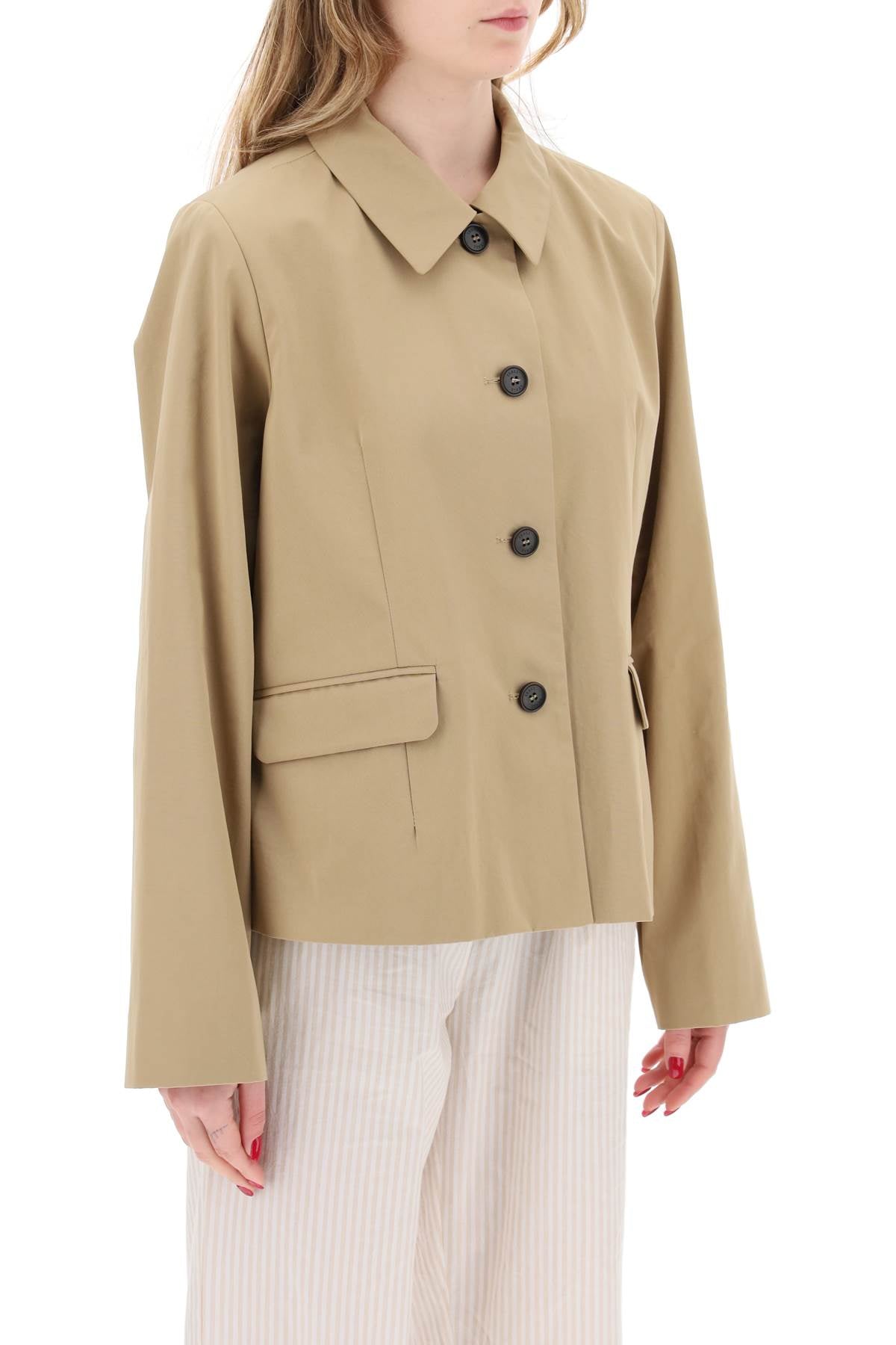 Skall Studio Short Cotton Waterproof Jacket Named Petra In Italian   Beige