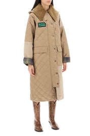 Barbour X Ganni Burghley Quilted Trench Coat   Beige