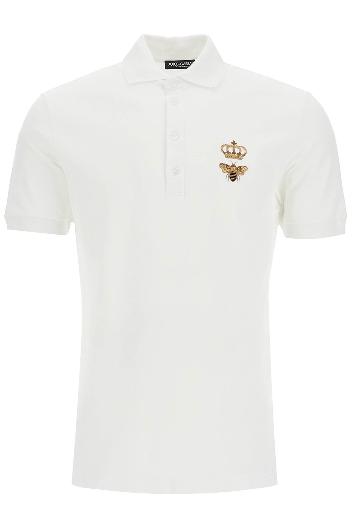 Dolce & Gabbana Slim Fit Polo Shirt With Embroidery   White