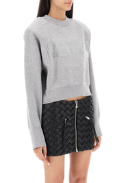 Rotate Cropped Sweater With Rhinestone Studded Logo   Grey