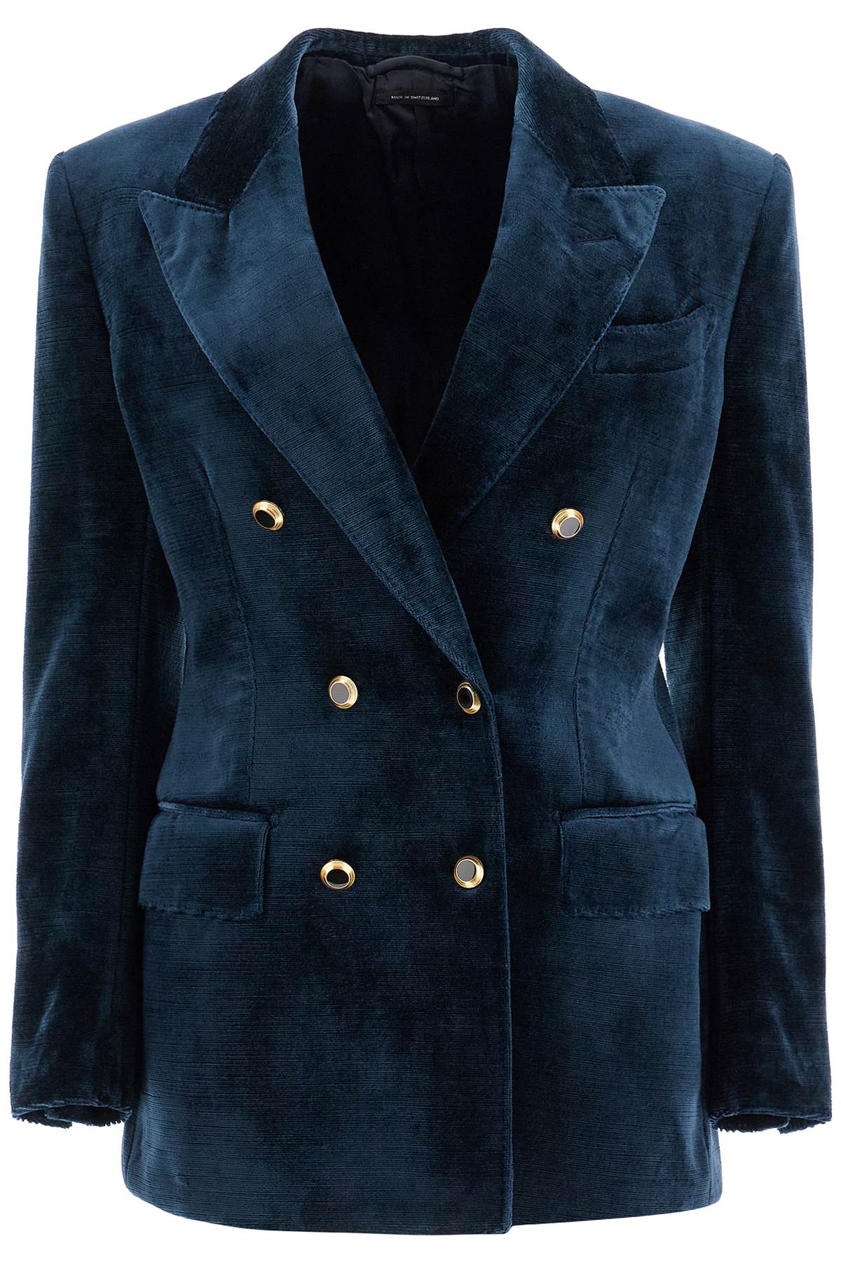 Tom Ford Wallis Velvet Double Breasted Jacket   Blue