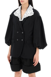 Simone Rocha Replace With Double Quoteoversized Blazer With Lace   Black