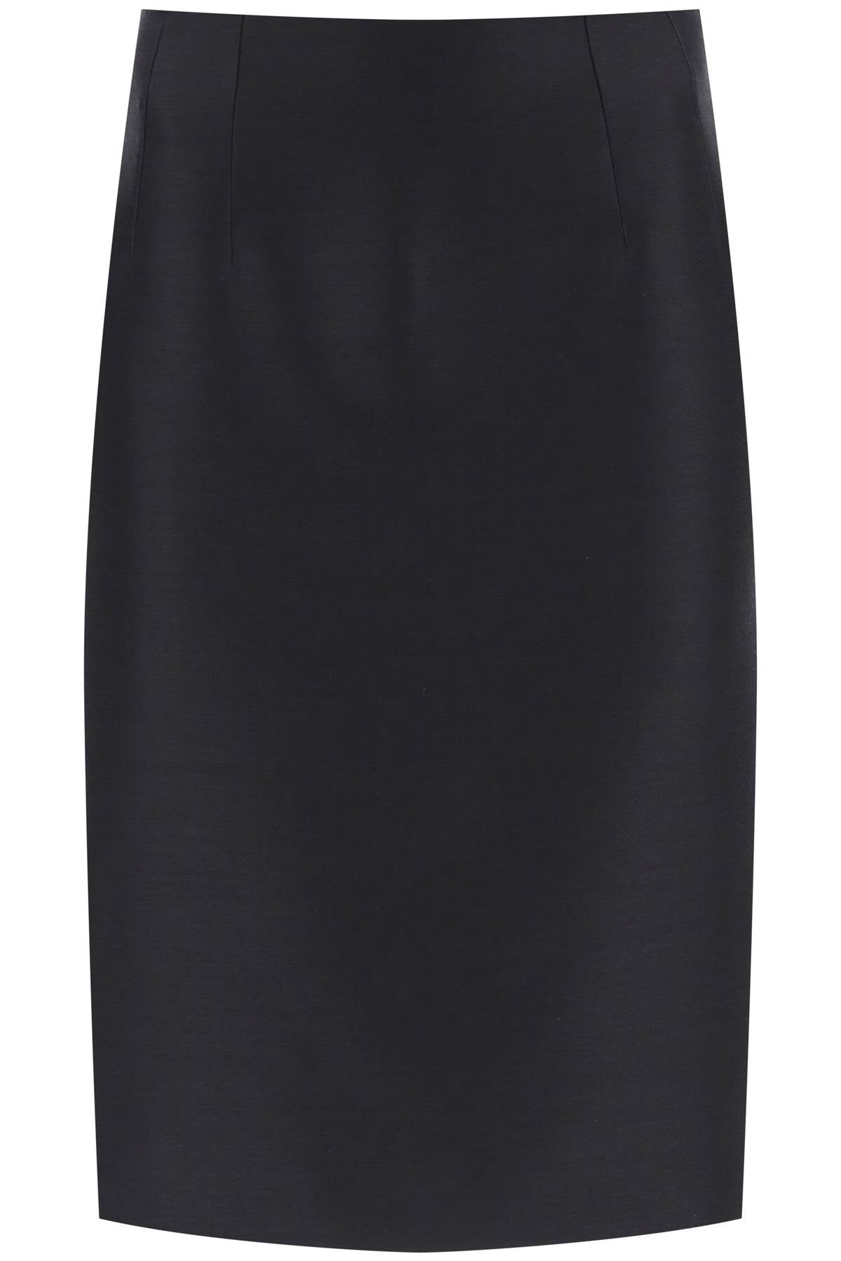 Versace Wool Silk Pencil Skirt   Black