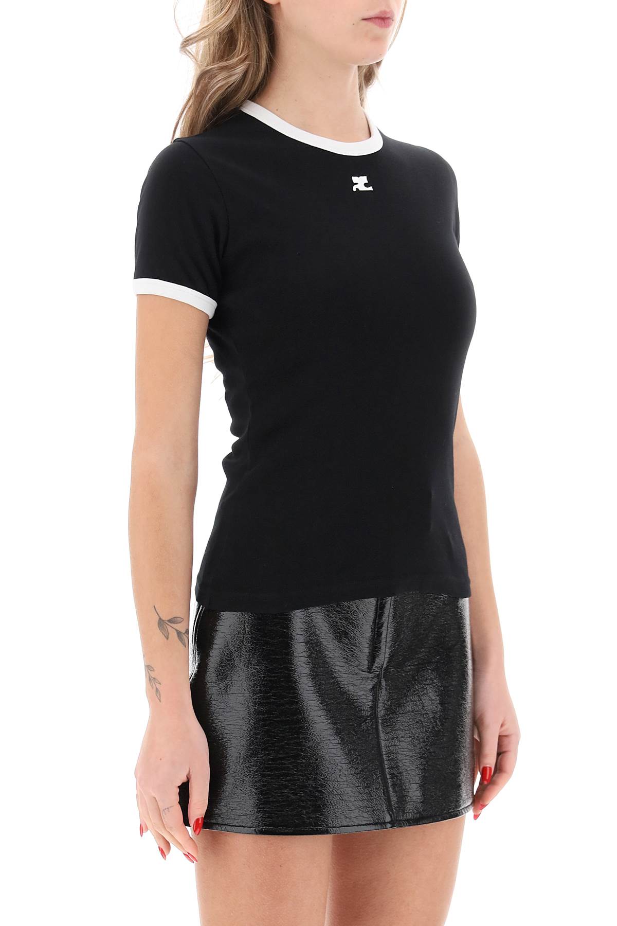 Courreges Re Edition T Shirt With Contrast Trims   Black