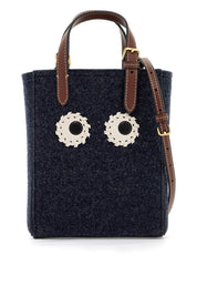 Anya Hindmarch Mini Felt Tote Bag With Eyes Design   Blue