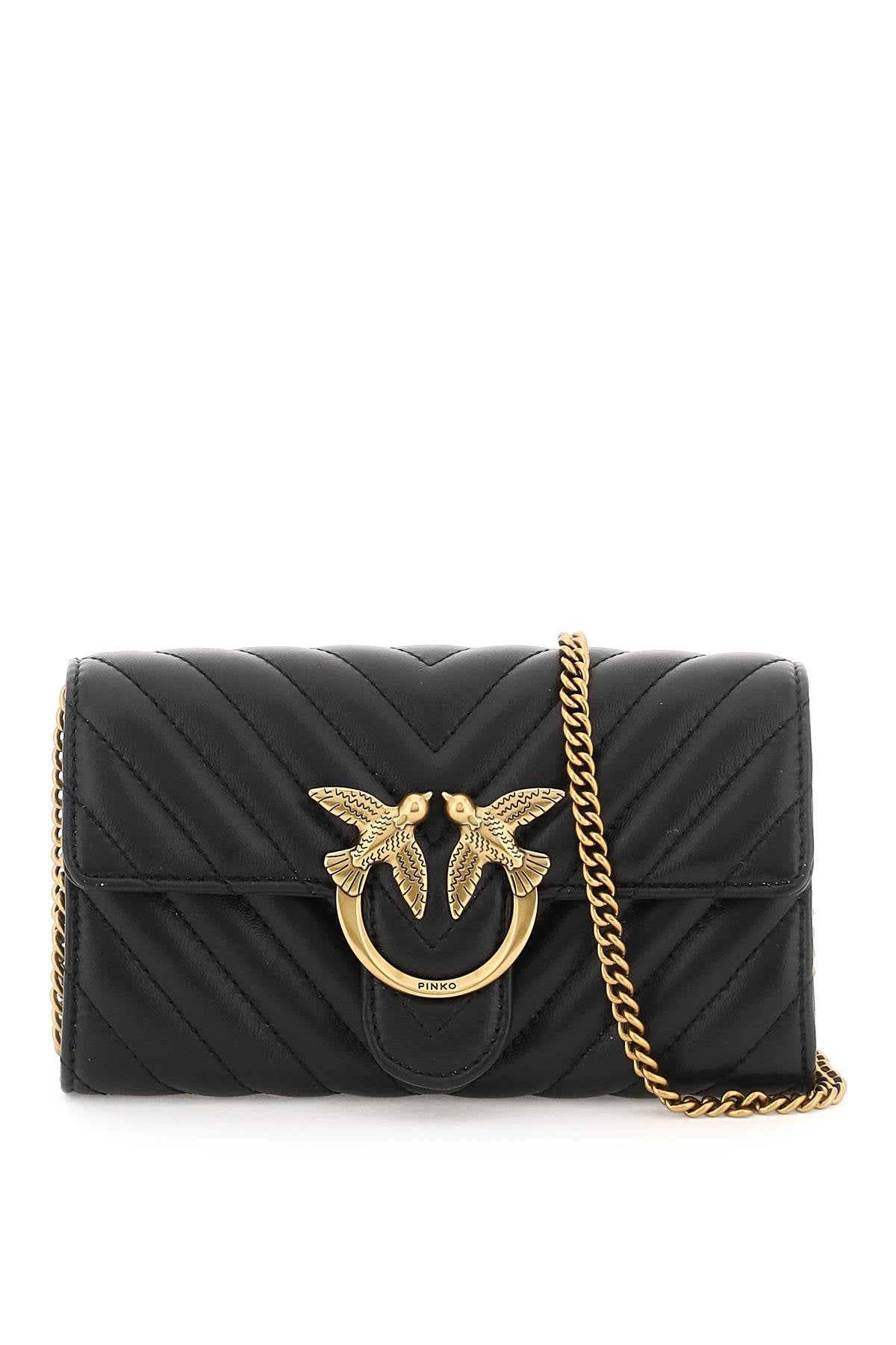 Pinko Love Bag Chevron Crossbody Bag   Black