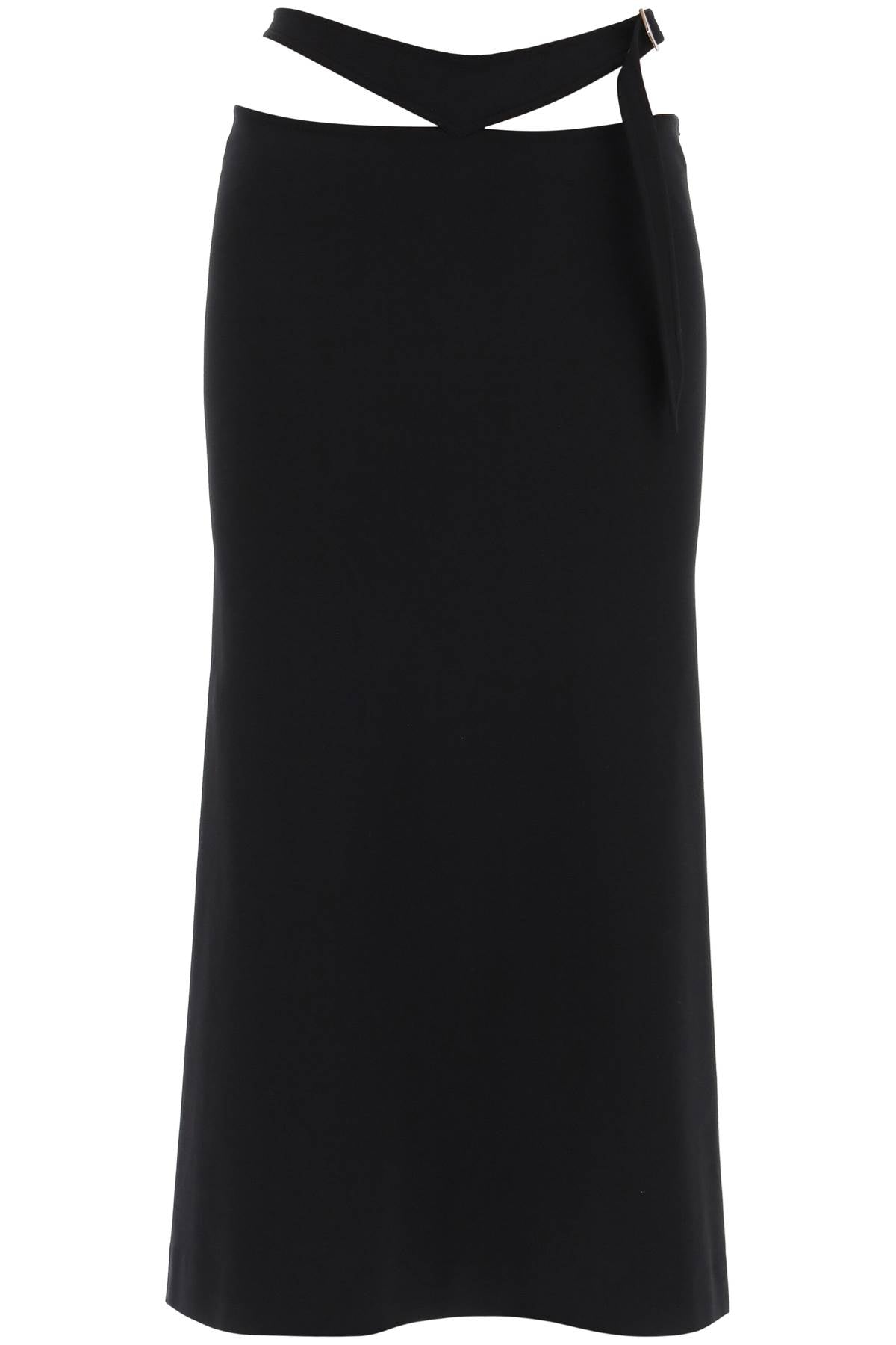 The Attico Midi Skirt With Cut Out Waist   Black