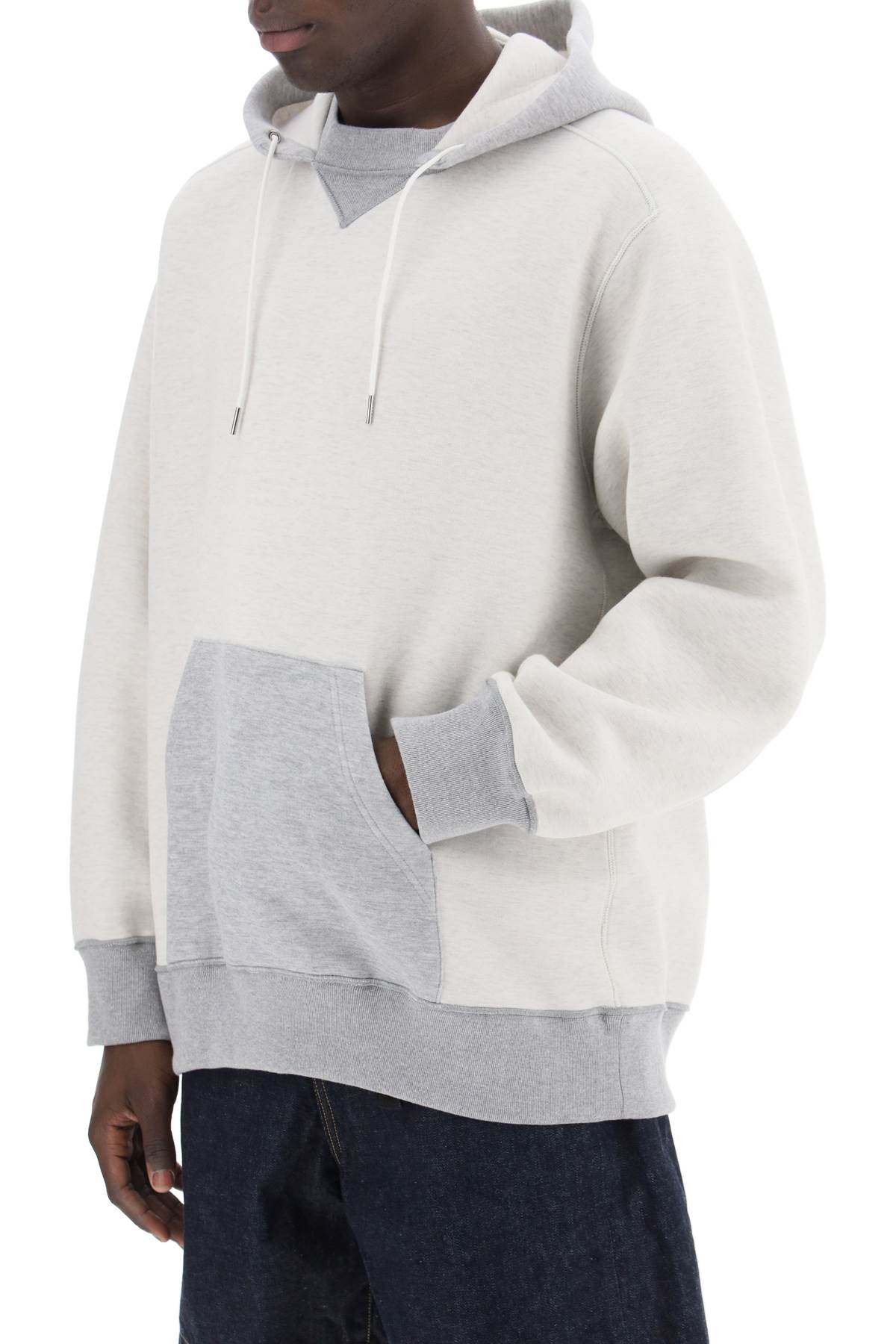 Sacai Hooded Sweatshirt With Reverse   Grey