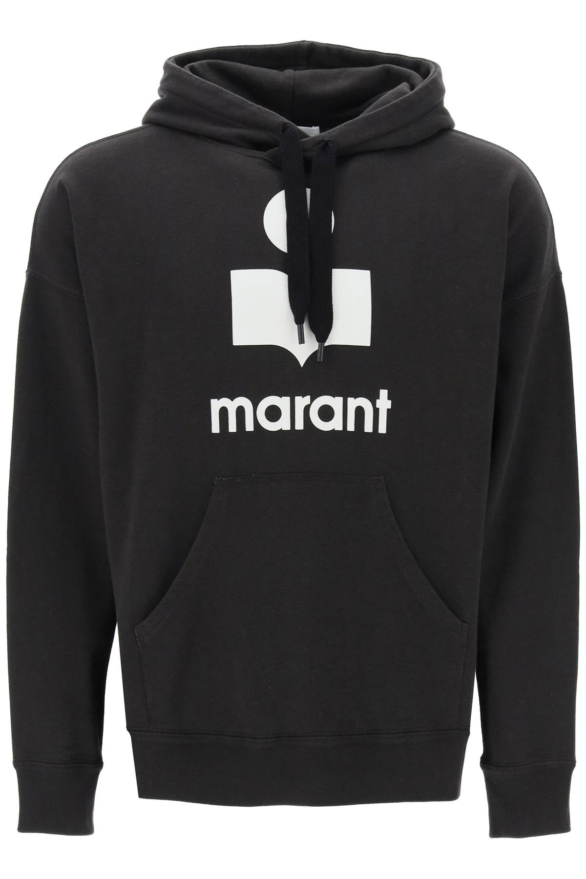 Marant Miley Flocked Logo Hoodie   Black